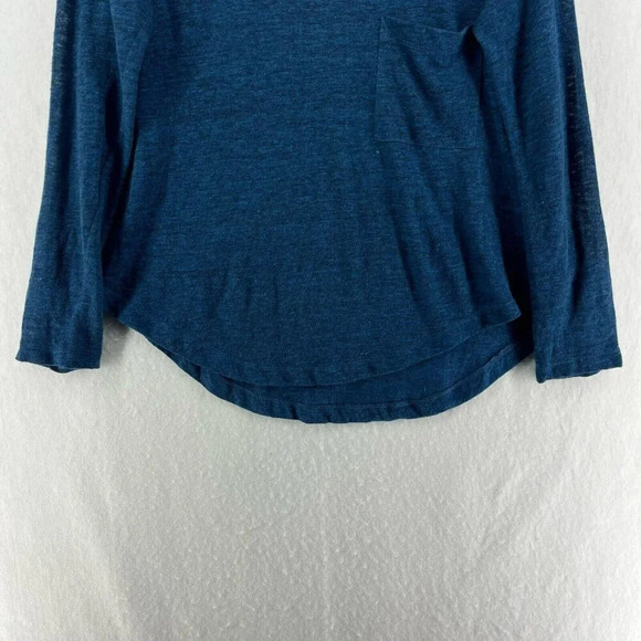 Madewell Shirt Women's Sz XS Blue Regular Fit Round Neck Chest Pocket Pullover - Picture 5 of 11